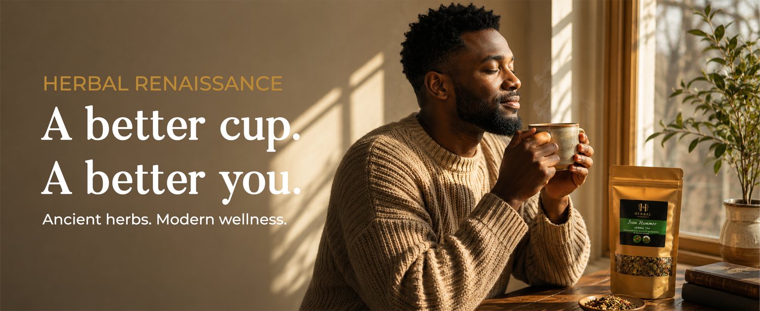 A+ content module headed A better cup, a better you, showing a man drinking the tea